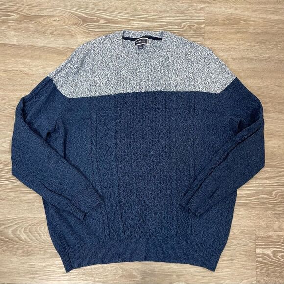 Club Room New Cable Knit Cotton Striped Sweater Pullover - Picture 1 of 6